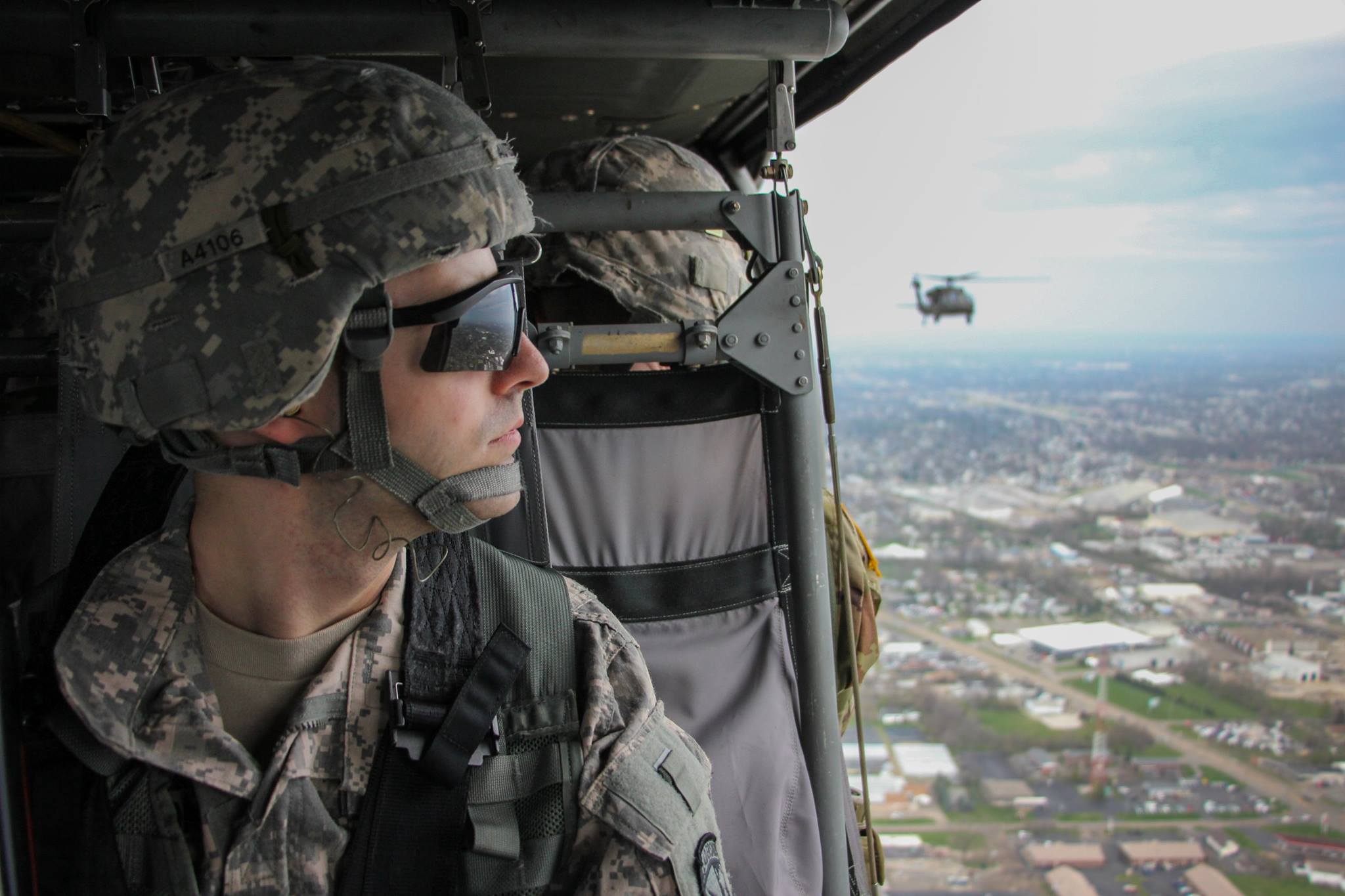 soldier in a helicopter 